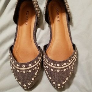Studded Chambray D'Orsay Flats
